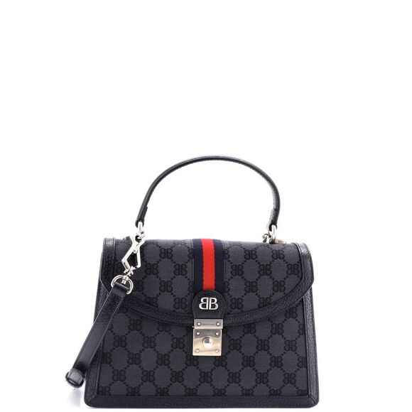 Balenciaga Handbags - Balenciaga x Gucci The Hacker Project Top Handle Bag BB Coated Canvas Small